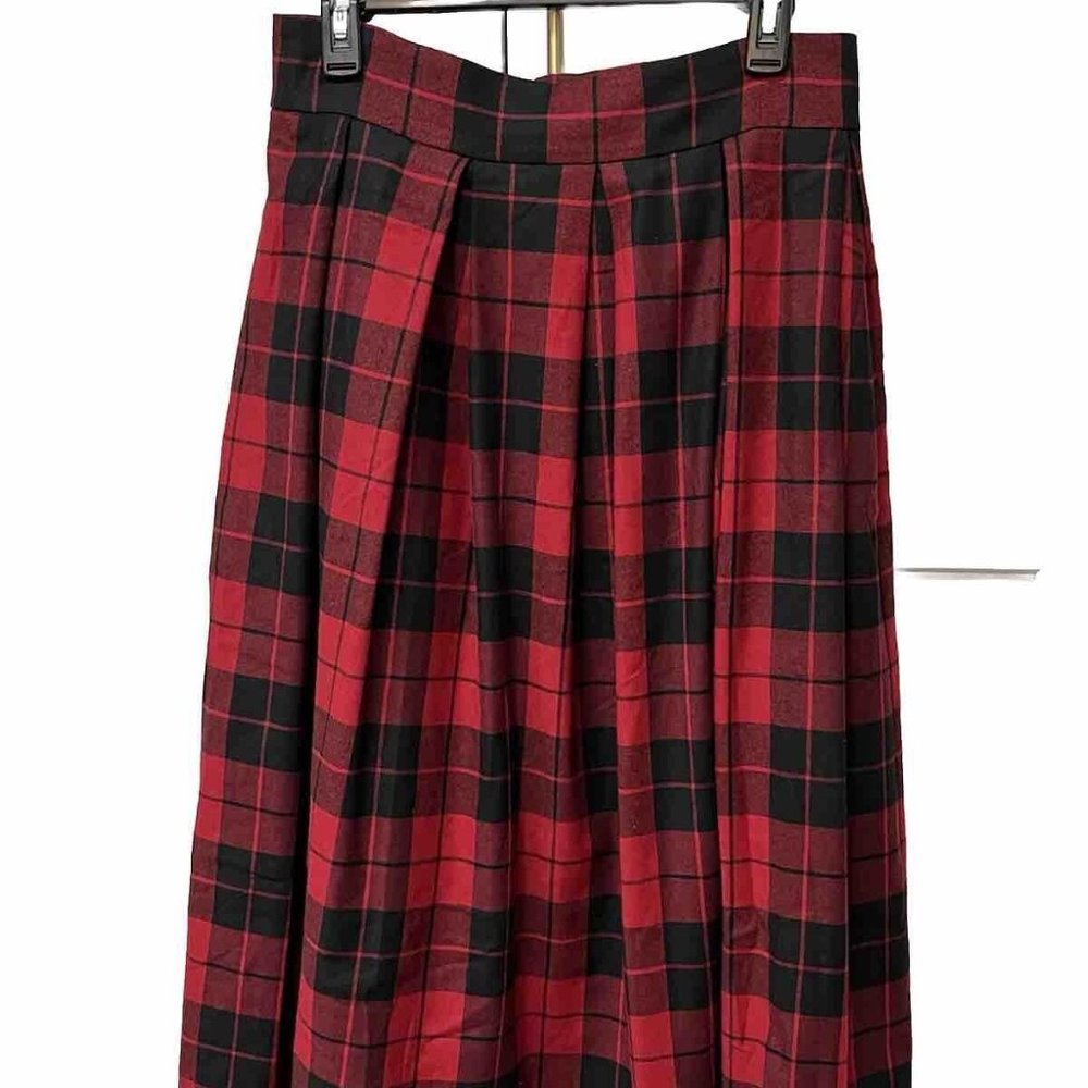Department Five Maxi Red Plaid Skirt Womens Sz L Lined Made in Italy Heavy Wool